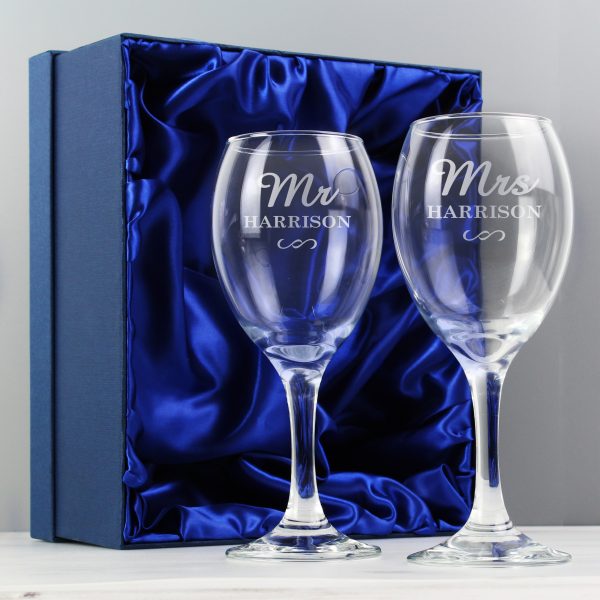 Personalised Mr & Mrs Wine Glass Set - Image 2