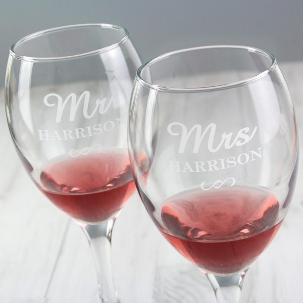 Personalised Mr & Mrs Wine Glass Set - Image 4