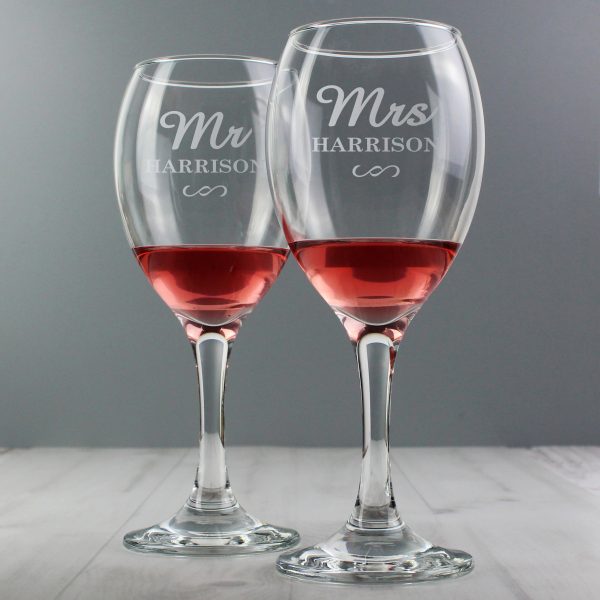Personalised Mr & Mrs Wine Glass Set - Image 6