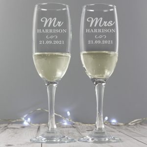 Personalised Mr & Mrs Pair of Flutes