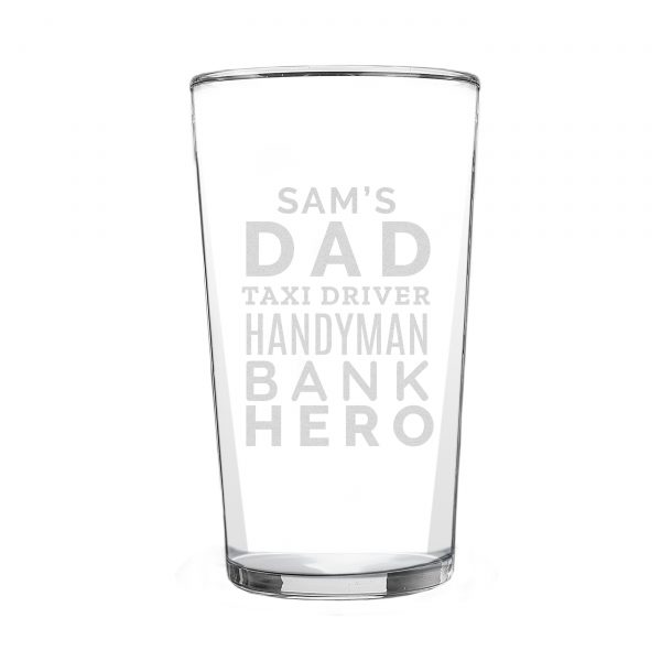 Personalised 'Dad Jobs' Pint Glass - Image 3