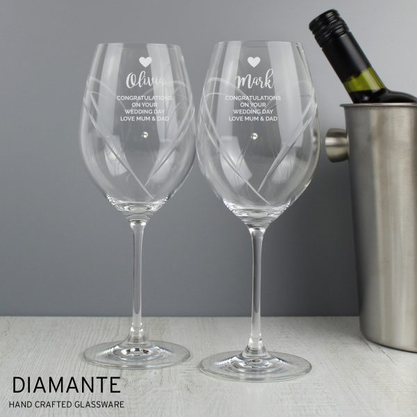 Personalised Free Text Hand Cut Heart Pattern Glass Set