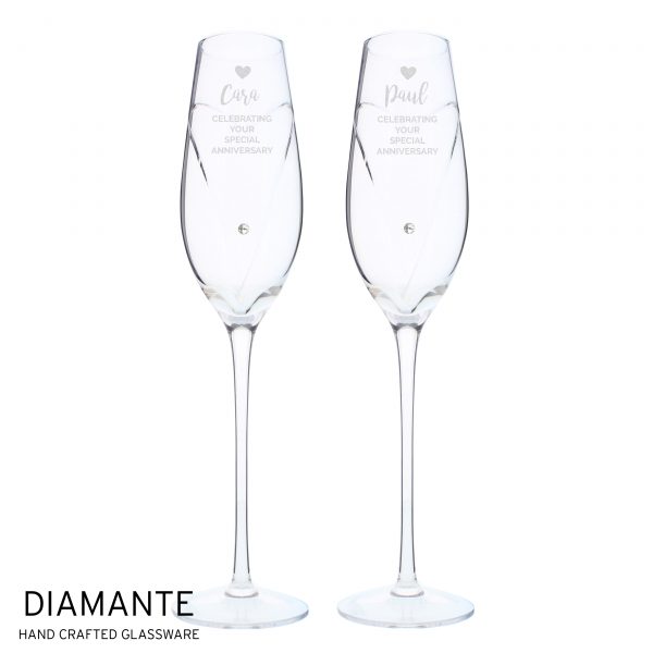 Personalised Hand Cut Heart Celebration Pair of Flutes with Gift Box - Image 3