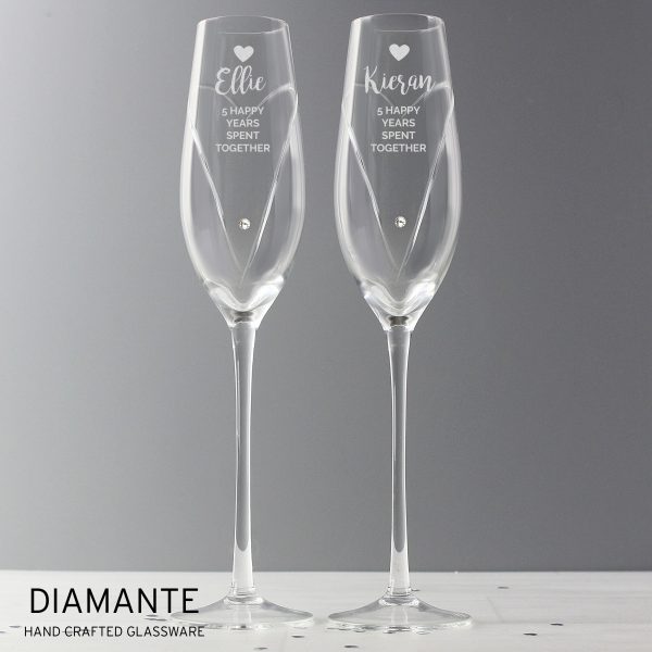 Personalised Hand Cut Heart Celebration Pair of Flutes with Gift Box - Image 4