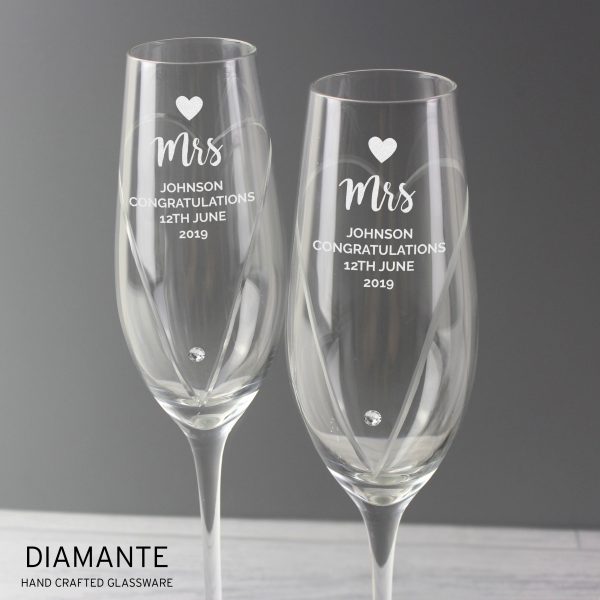 Personalised Hand Cut Heart Celebration Pair of Flutes with Gift Box - Image 5