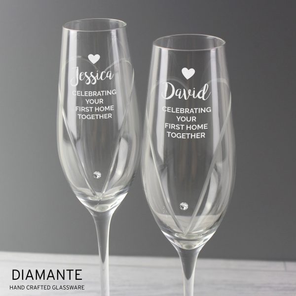 Personalised Hand Cut Heart Celebration Pair of Flutes with Gift Box - Image 8