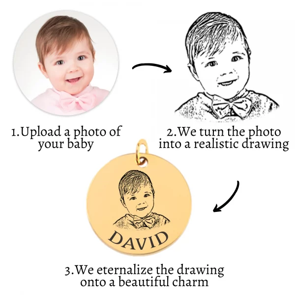 Baby Portrait Photo Keychain - Father's Day Gift - Image 2