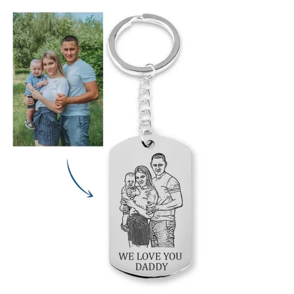 Family Portrait Photo Keychain for Dad - Image 3