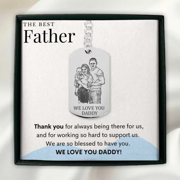 Family Portrait Photo Keychain for Dad - Image 4