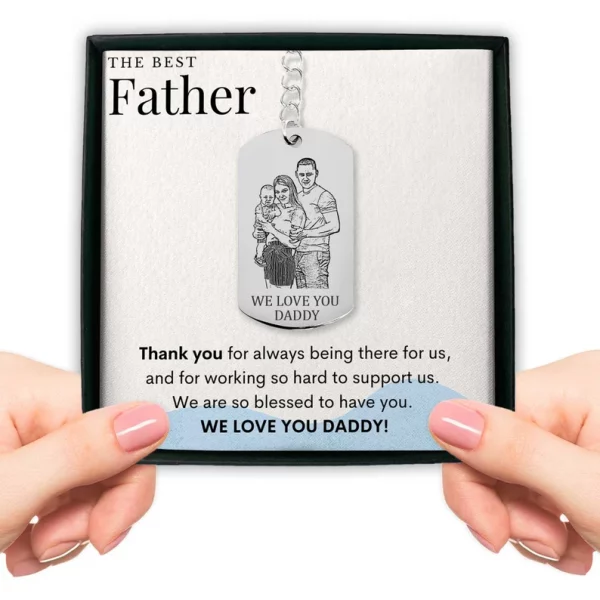 Family Portrait Photo Keychain for Dad - Image 6