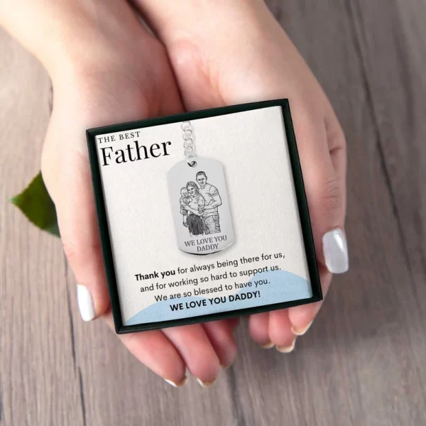 Family Portrait Photo Keychain for Dad - Image 7