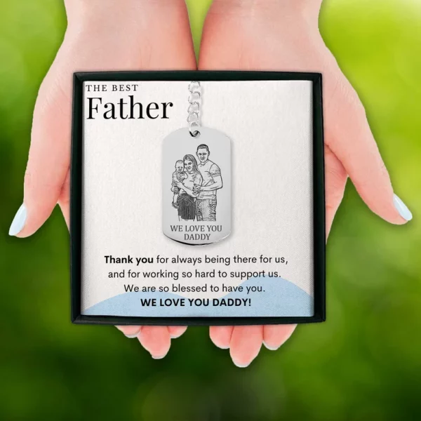 Family Portrait Photo Keychain for Dad - Image 9
