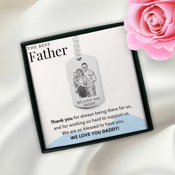 Family Portrait Photo Keychain for Dad - Image 5