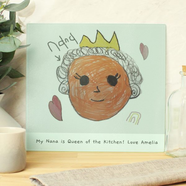 Personalised Drawing Photo Upload Glass Chopping Board - Image 3