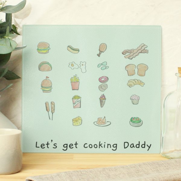 Personalised Drawing Photo Upload Glass Chopping Board