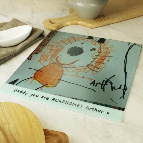 Personalised Drawing Photo Upload Glass Chopping Board - Image 4