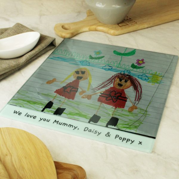 Personalised Drawing Photo Upload Glass Chopping Board - Image 11