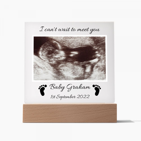 Personalised Large Acrylic Baby Scan Plaque with Stand - Image 4