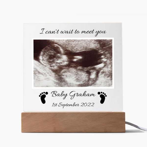 Personalised Large Acrylic Baby Scan Plaque with Stand - Image 3