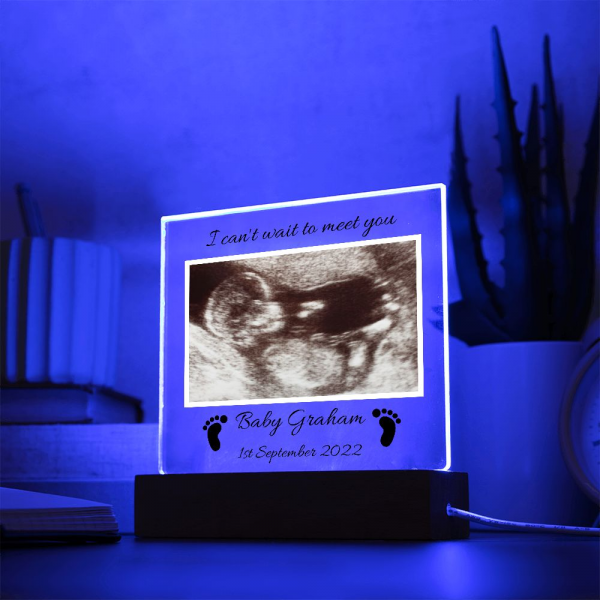 Personalised Large Acrylic Baby Scan Plaque with Stand - Image 2