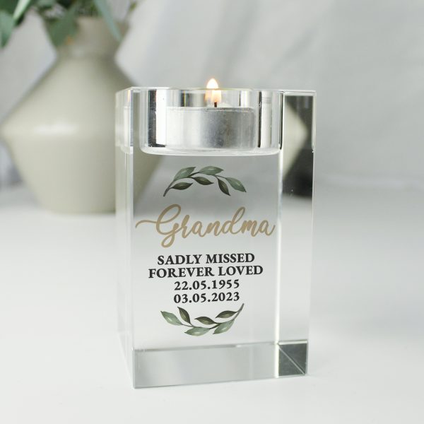 Personalised Botanical Memorial Glass Tealight Holder - Image 3