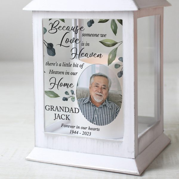 Personalised Botanical Memorial Photo Upload White Lantern - Image 4