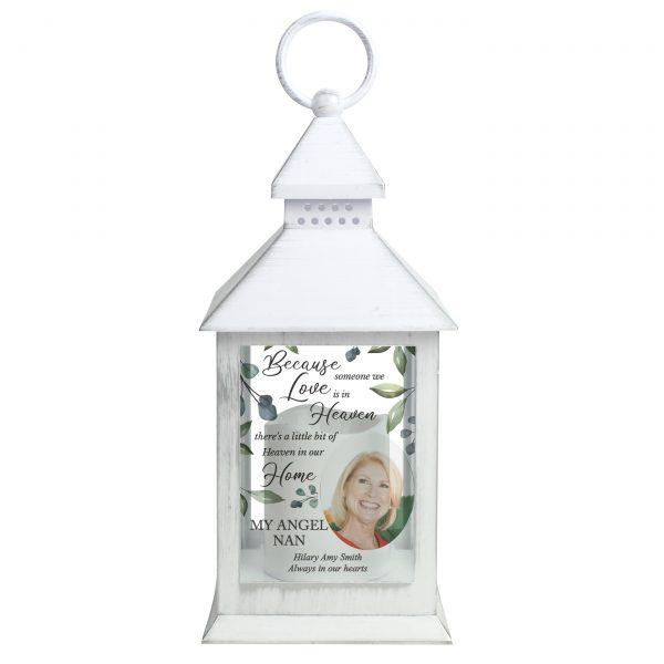 Personalised Botanical Memorial Photo Upload White Lantern - Image 5