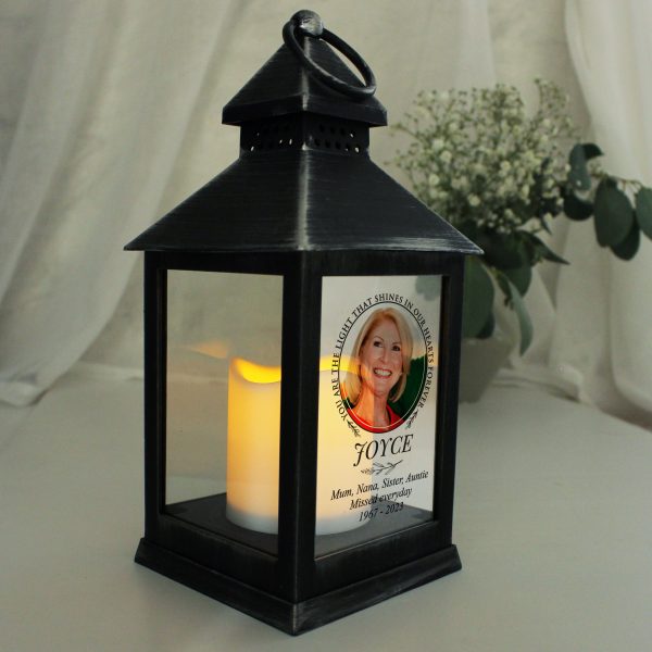 Personalised Light In Our Hearts Photo Upload Black Lantern - Image 3