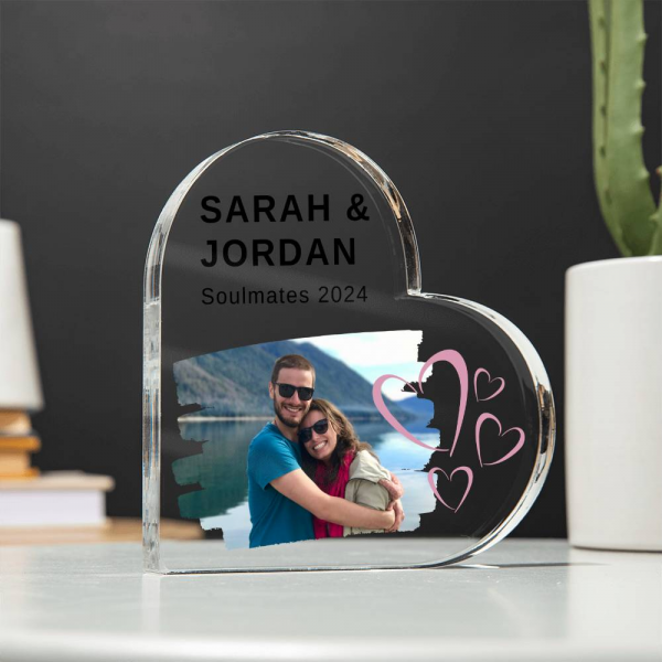 Personalised Freestanding Couple's Acrylic Heart - Image 6