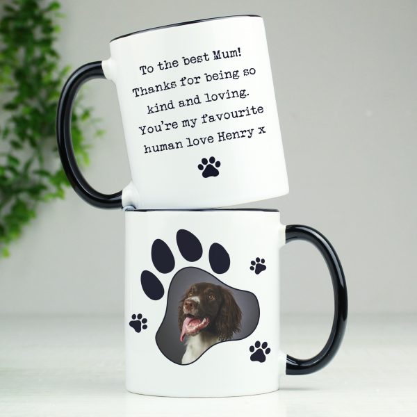 Personalised Paw Print Pet Photo Upload Black Handled Mug - Image 4