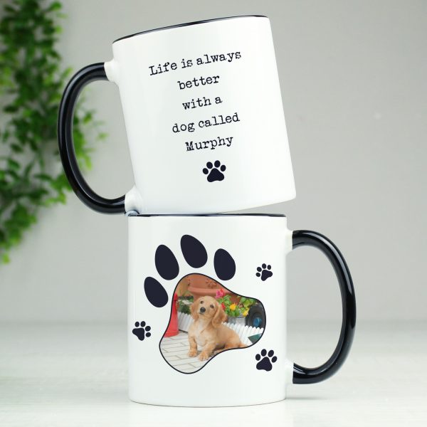 Personalised Paw Print Pet Photo Upload Black Handled Mug - Image 5