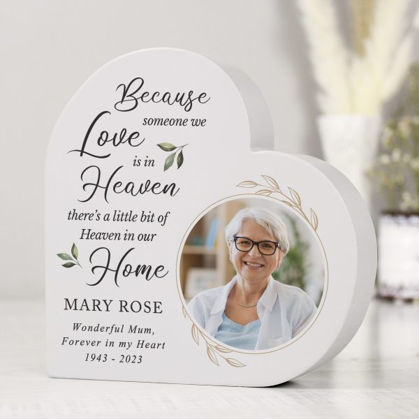 Personalised Botanical Memorial Photo Upload Heart Ornament - Image 3
