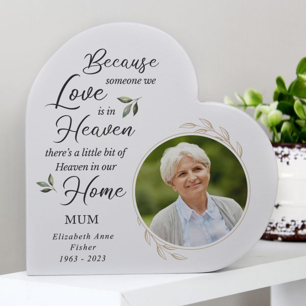 Personalised Botanical Memorial Photo Upload Heart Ornament - Image 4