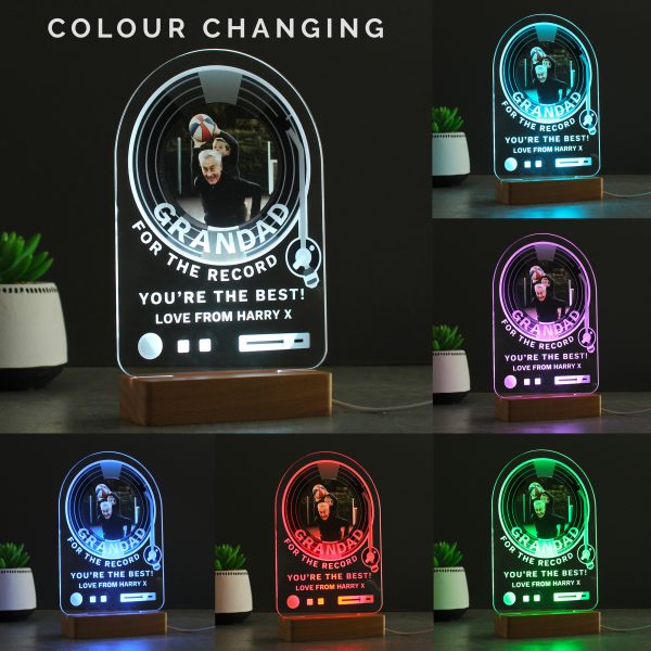 Personalised Record Photo Upload Wooden Based LED Light - Image 3