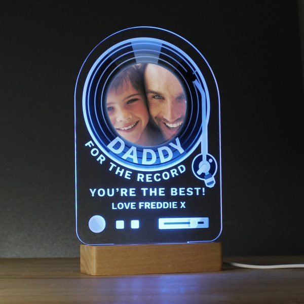Personalised Record Photo Upload Wooden Based LED Light - Image 4
