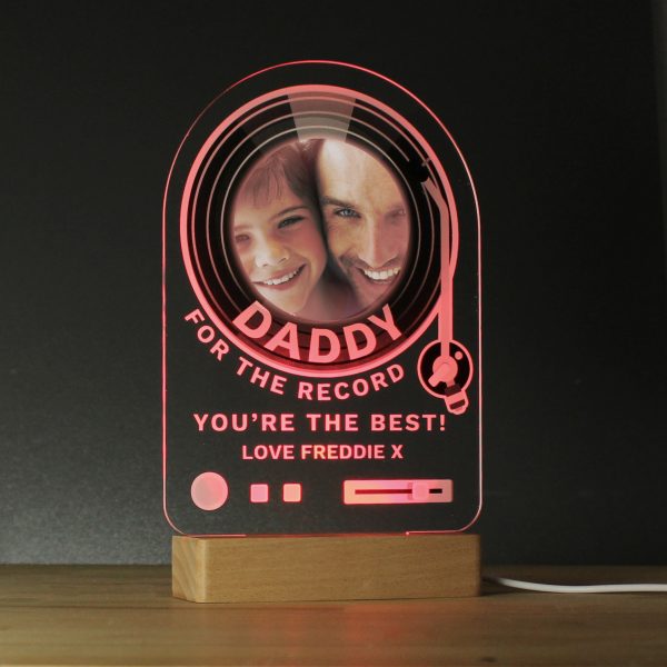 Personalised Record Photo Upload Wooden Based LED Light - Image 5