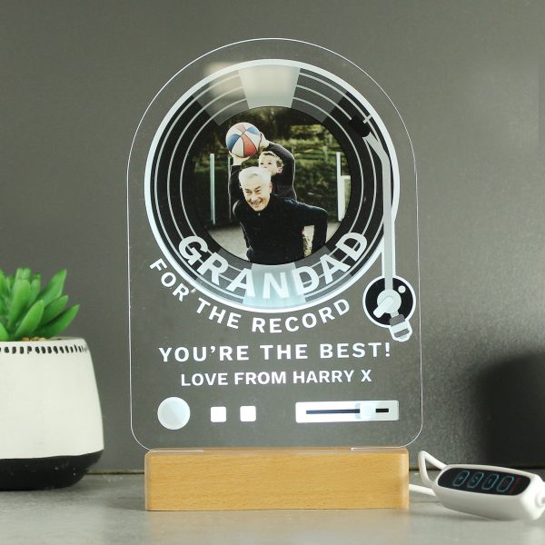 Personalised Record Photo Upload Wooden Based LED Light - Image 6