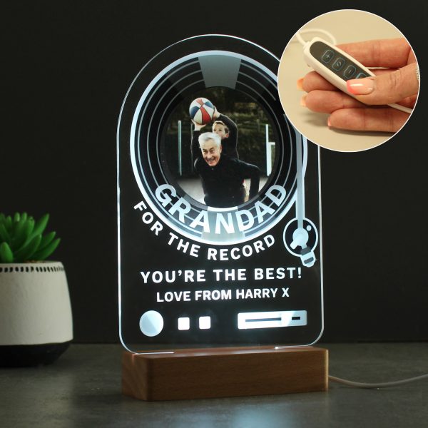 Personalised Record Photo Upload Wooden Based LED Light - Image 7