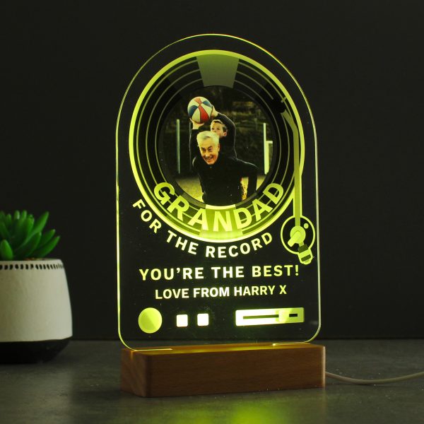 Personalised Record Photo Upload Wooden Based LED Light - Image 8