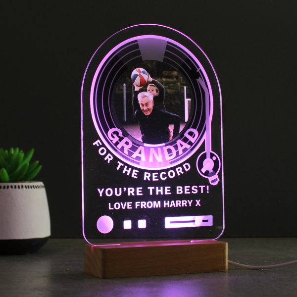 Personalised Record Photo Upload Wooden Based LED Light - Image 9