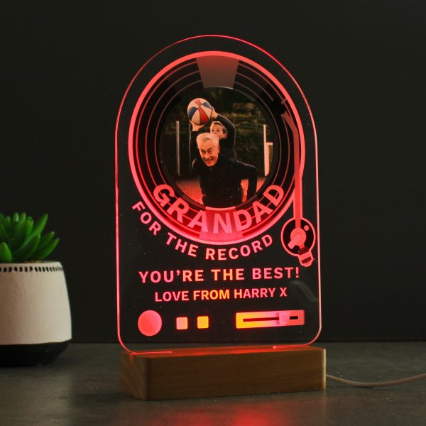 Personalised Record Photo Upload Wooden Based LED Light - Image 10