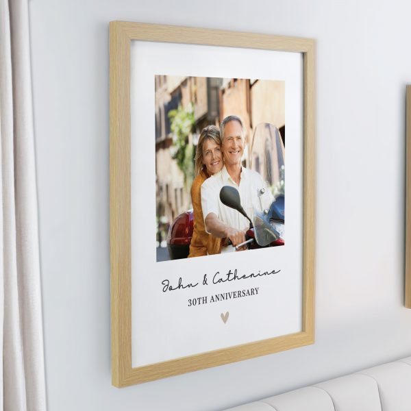 Personalised Heart Photo Upload Oak Poster Frame - Image 2