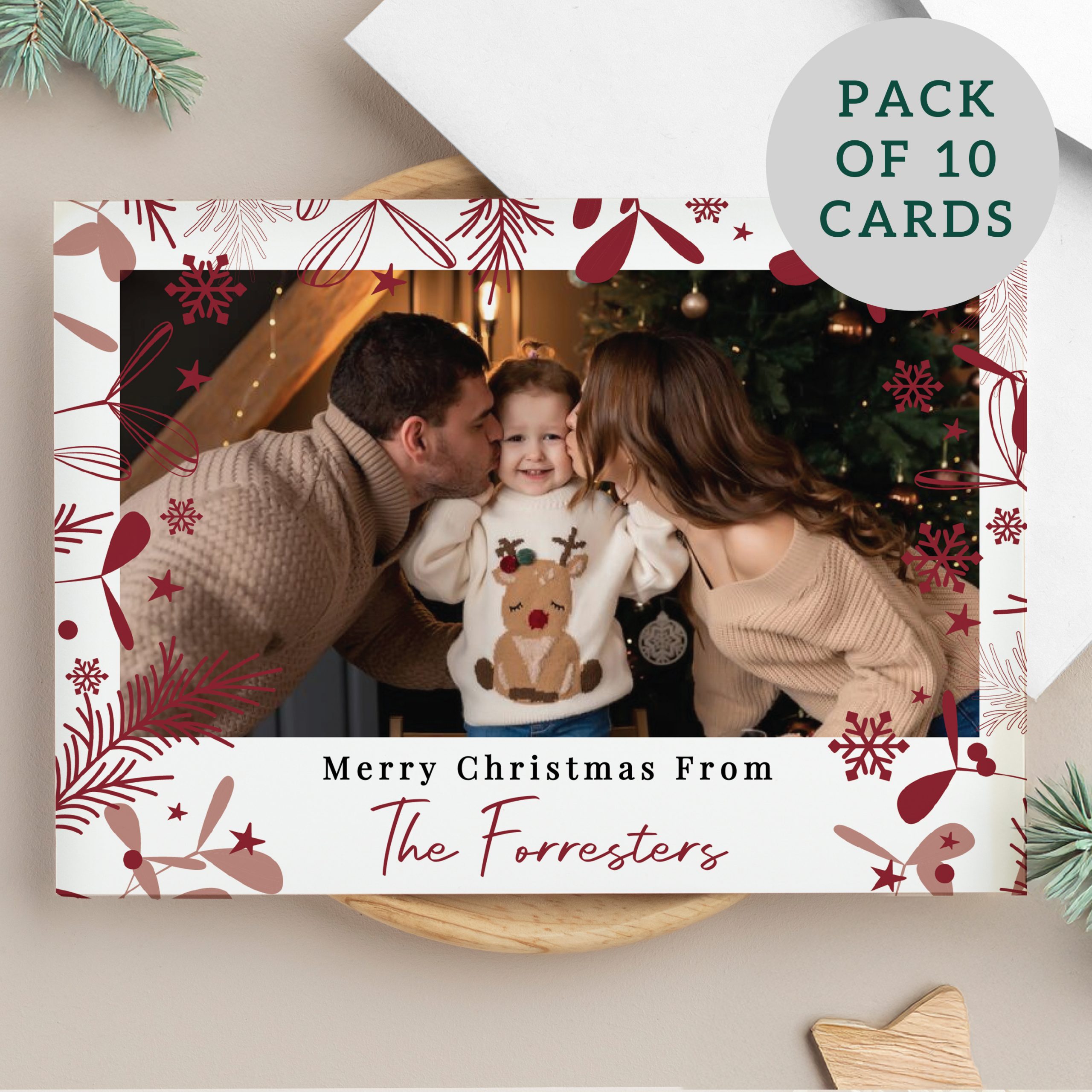 Personalised Photo Upload Pack of 10 Christmas Cards - Image 2