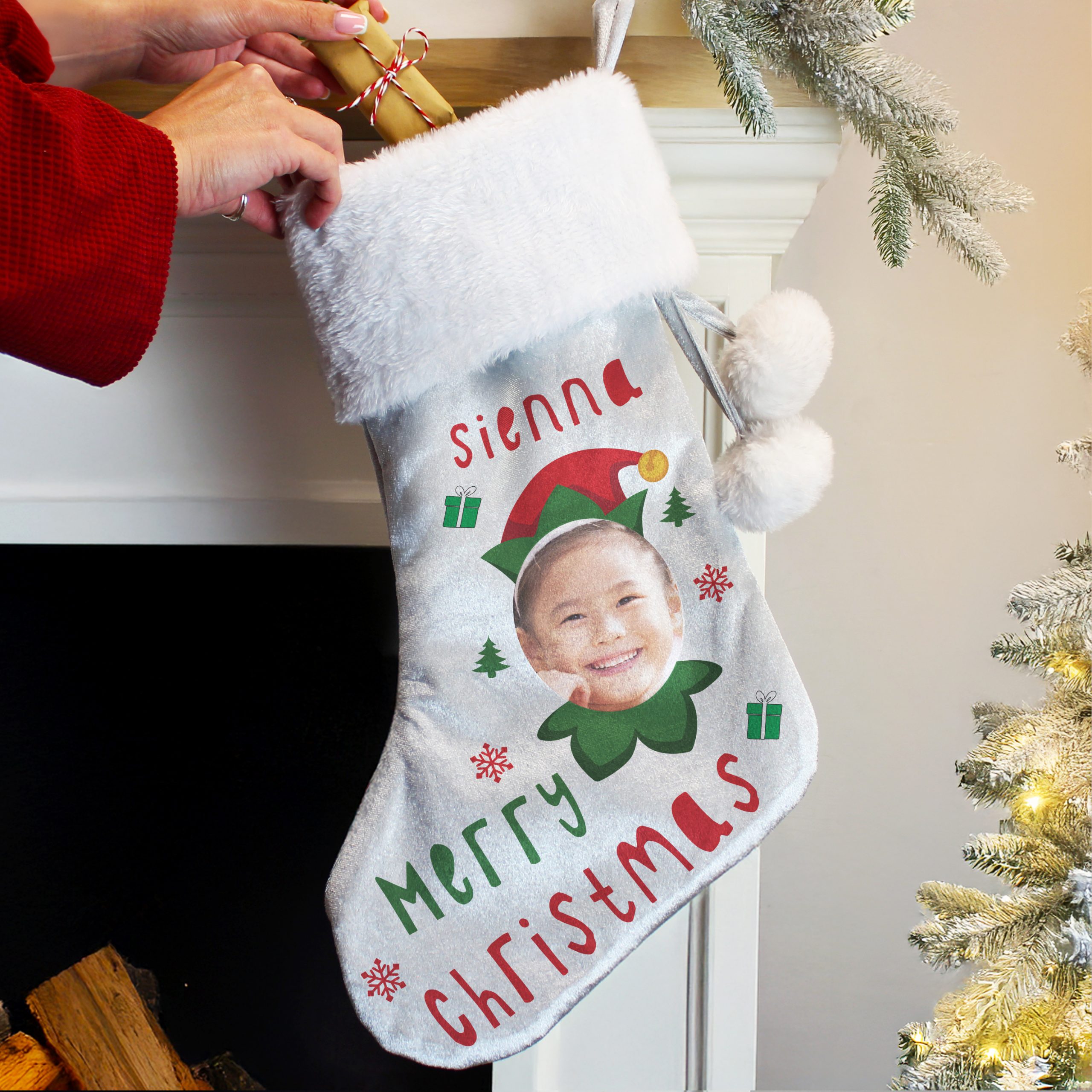 Personalised Photo Upload Elf Christmas Stocking - Image 3