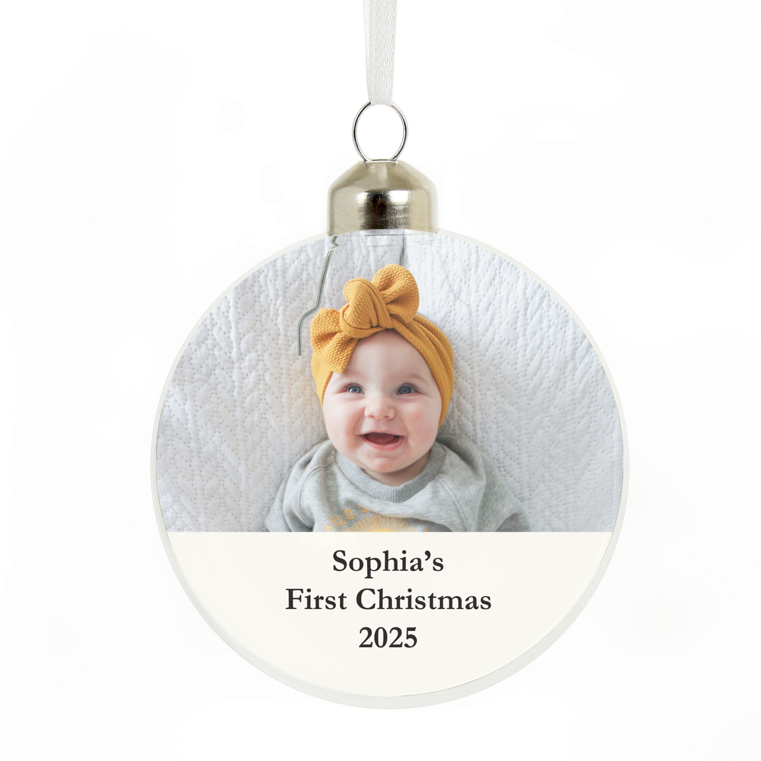 Personalised Message Photo Upload Glass Bauble - Image 4