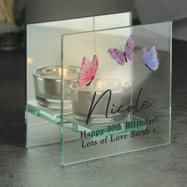 Personalised Butterfly Mirrored Tealight Holder - Image 4