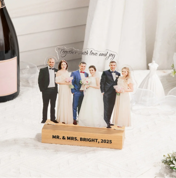 Personalised Photo Acrylic Cut Out with Wooden Stand - Image 2