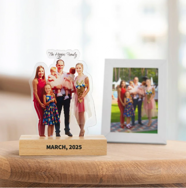 Personalised Photo Acrylic Cut Out with Wooden Stand - Image 3