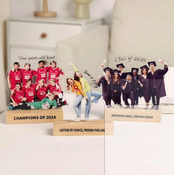 Personalised Photo Acrylic Cut Out with Wooden Stand - Image 7