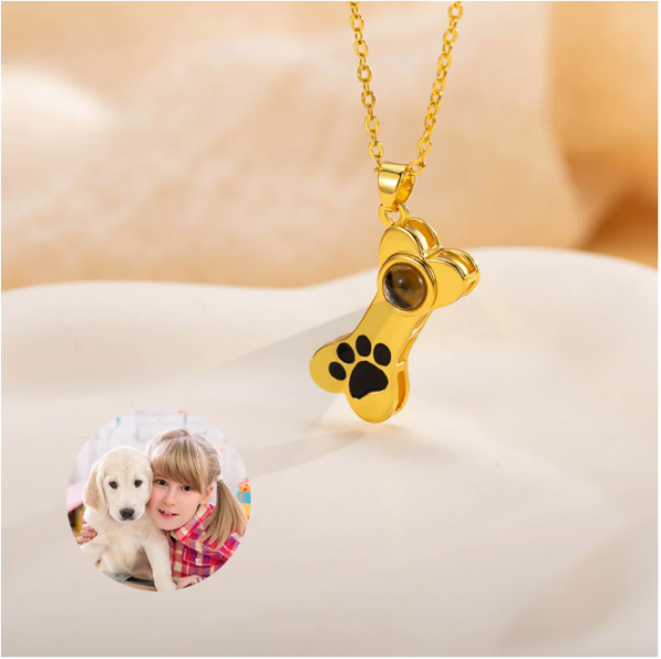 Dog Bone Photo Projection Necklace - Image 4